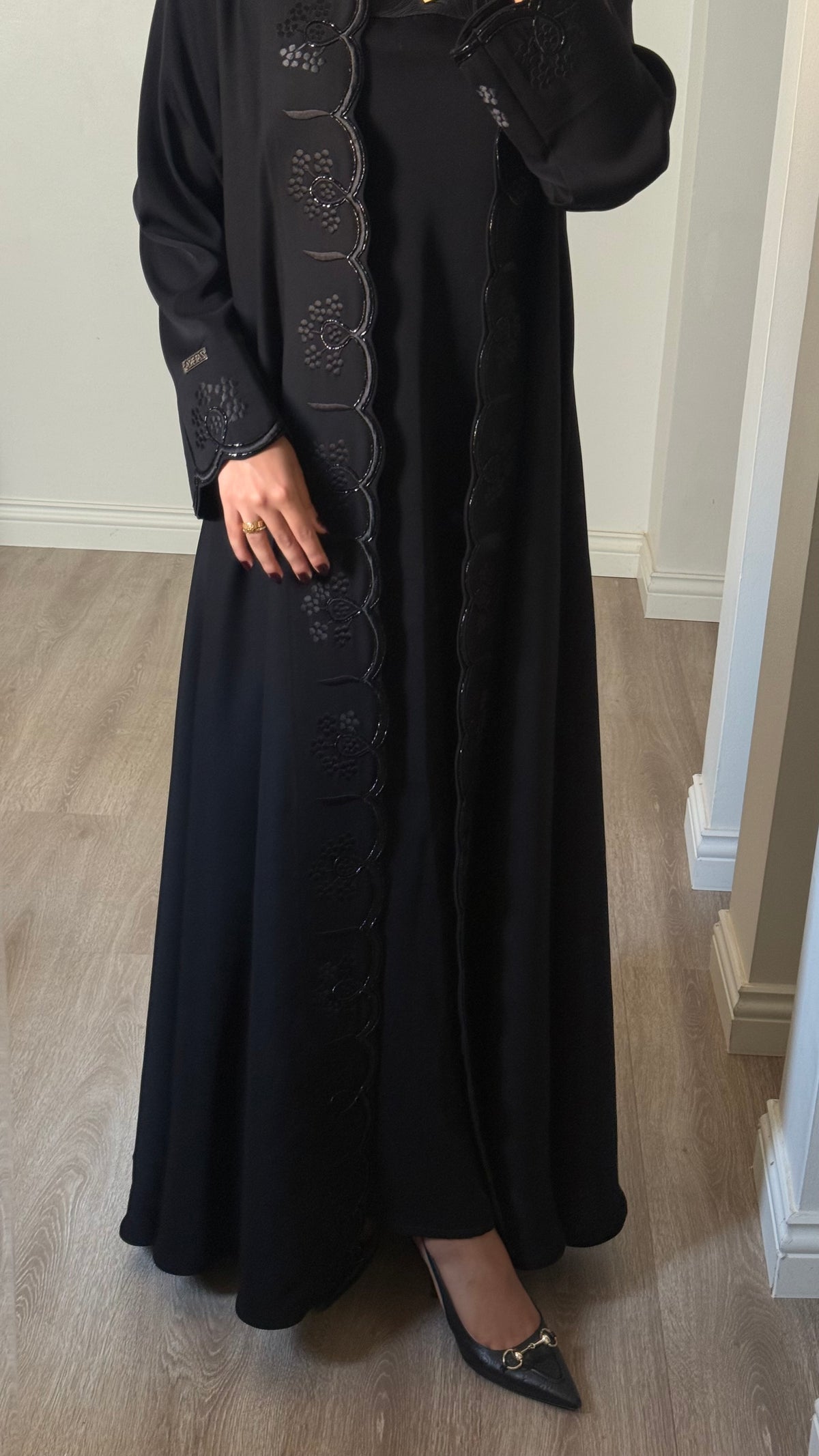 Midnight bloom abaya - Black