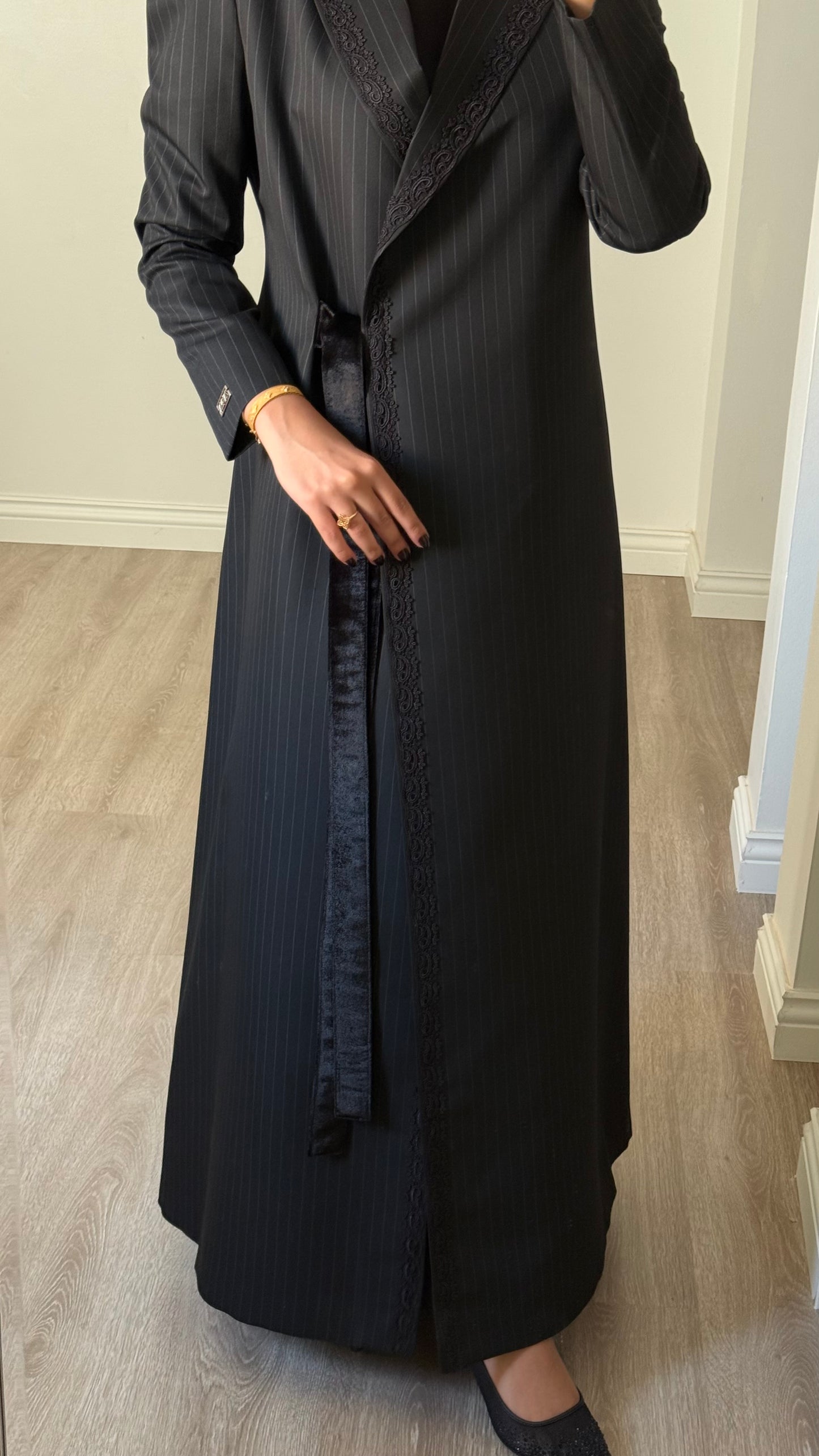 Pinstripe Elegance – Black