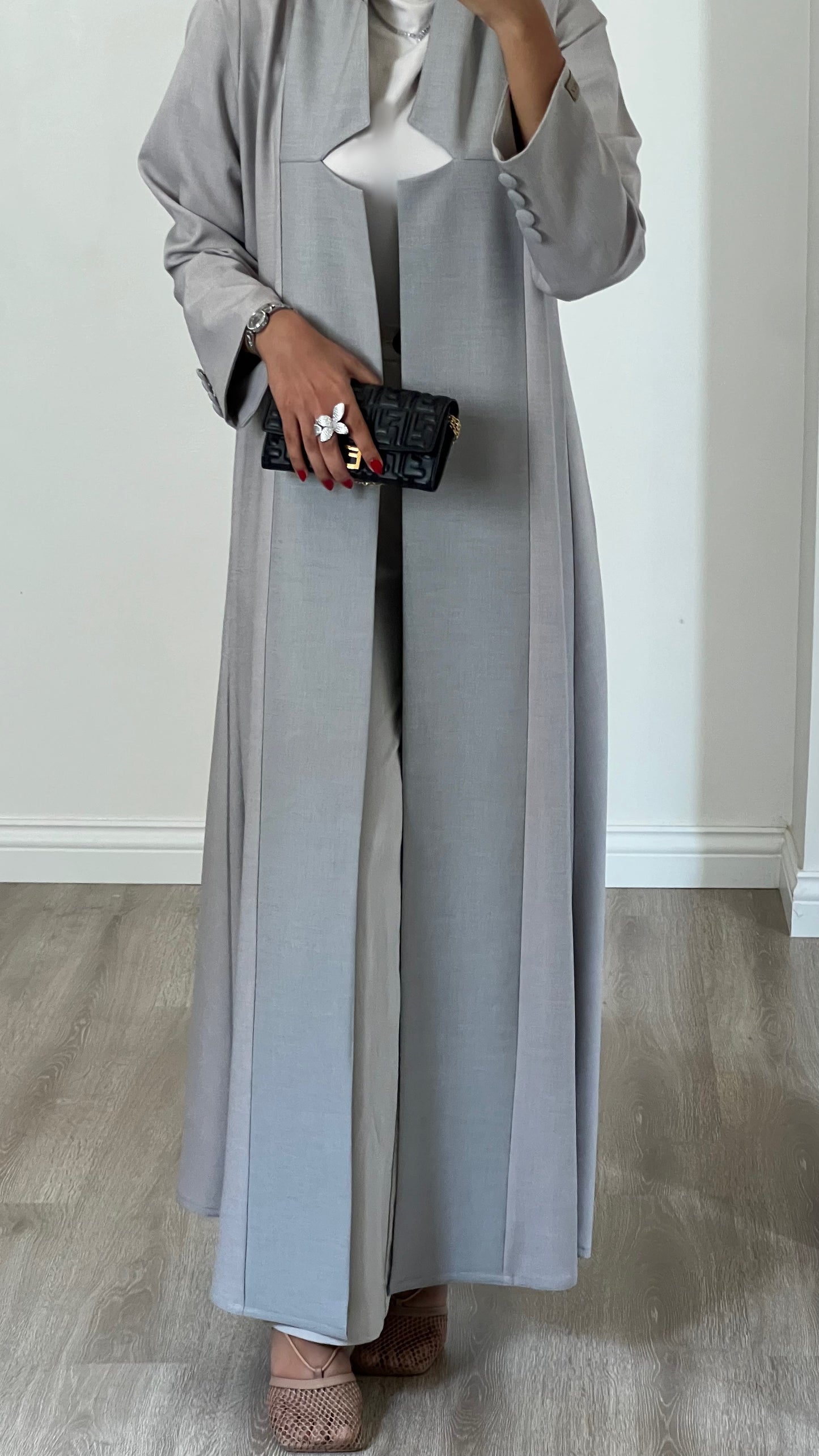 Grey & blue abaya