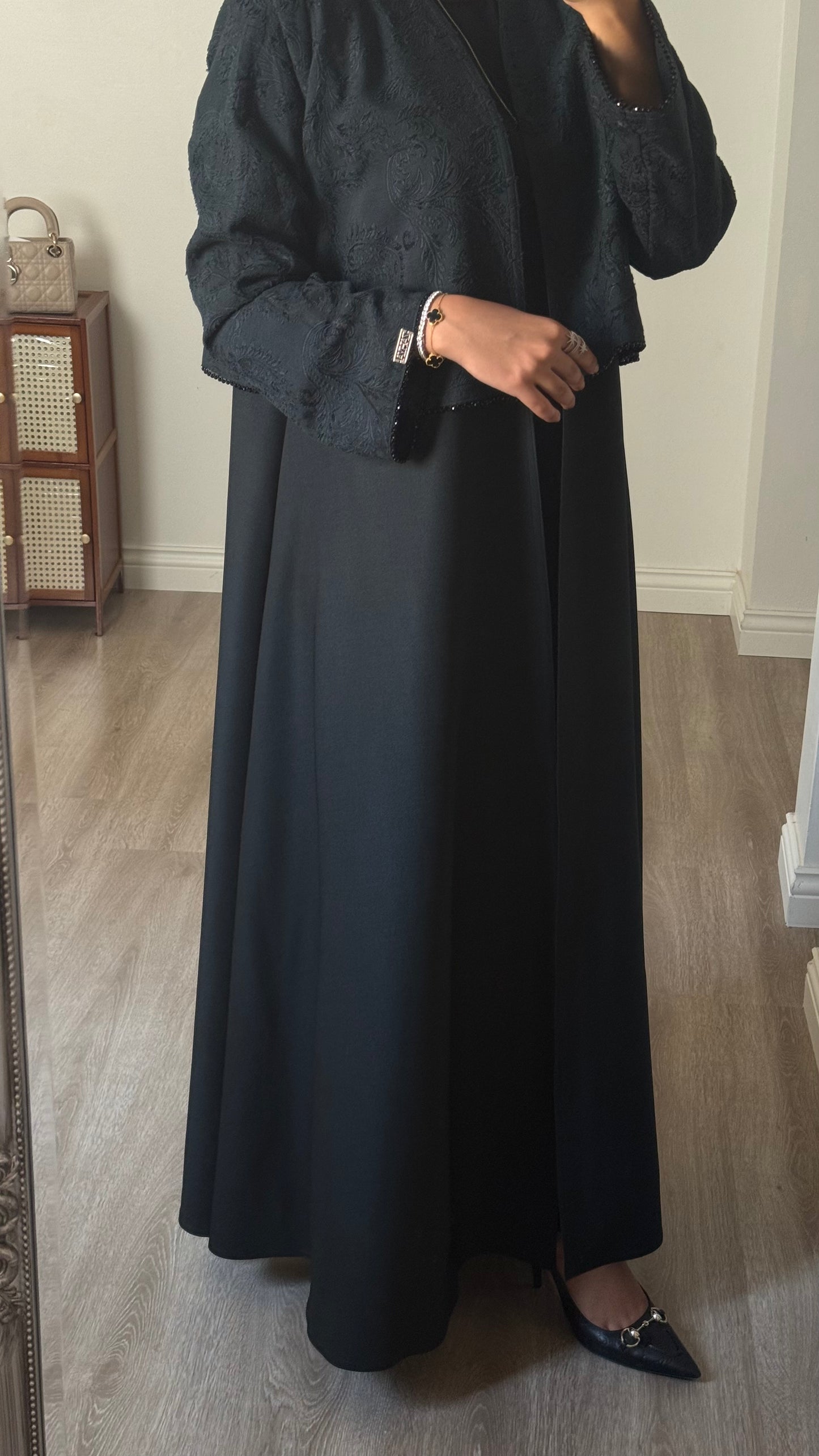 Turquoise textured abaya