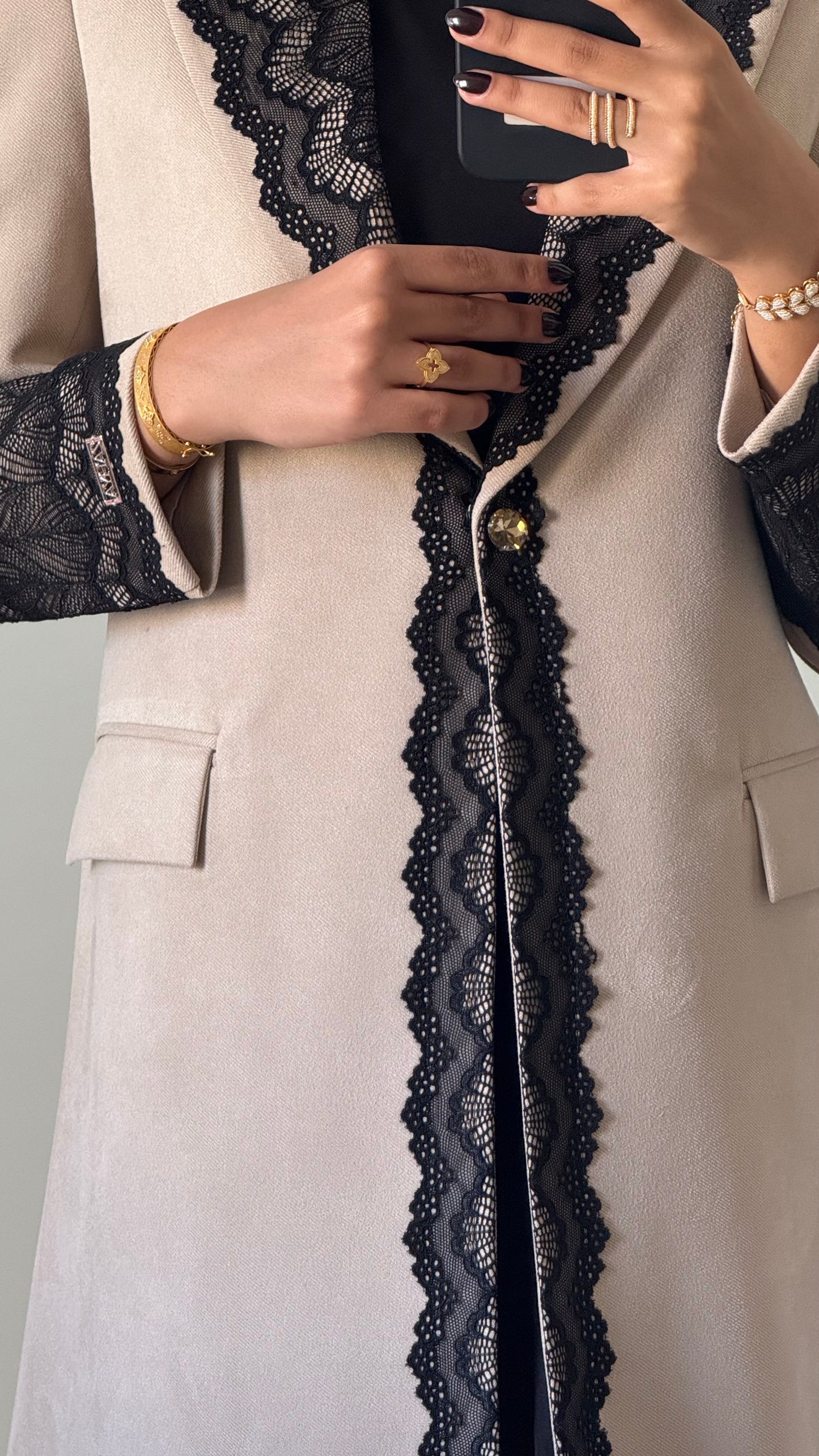 Suede Noir Lace winter blazer