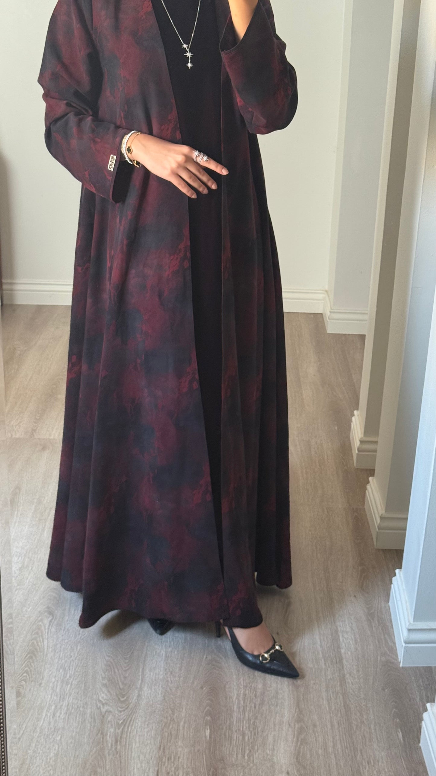 Burgundy Mist abaya + Dress