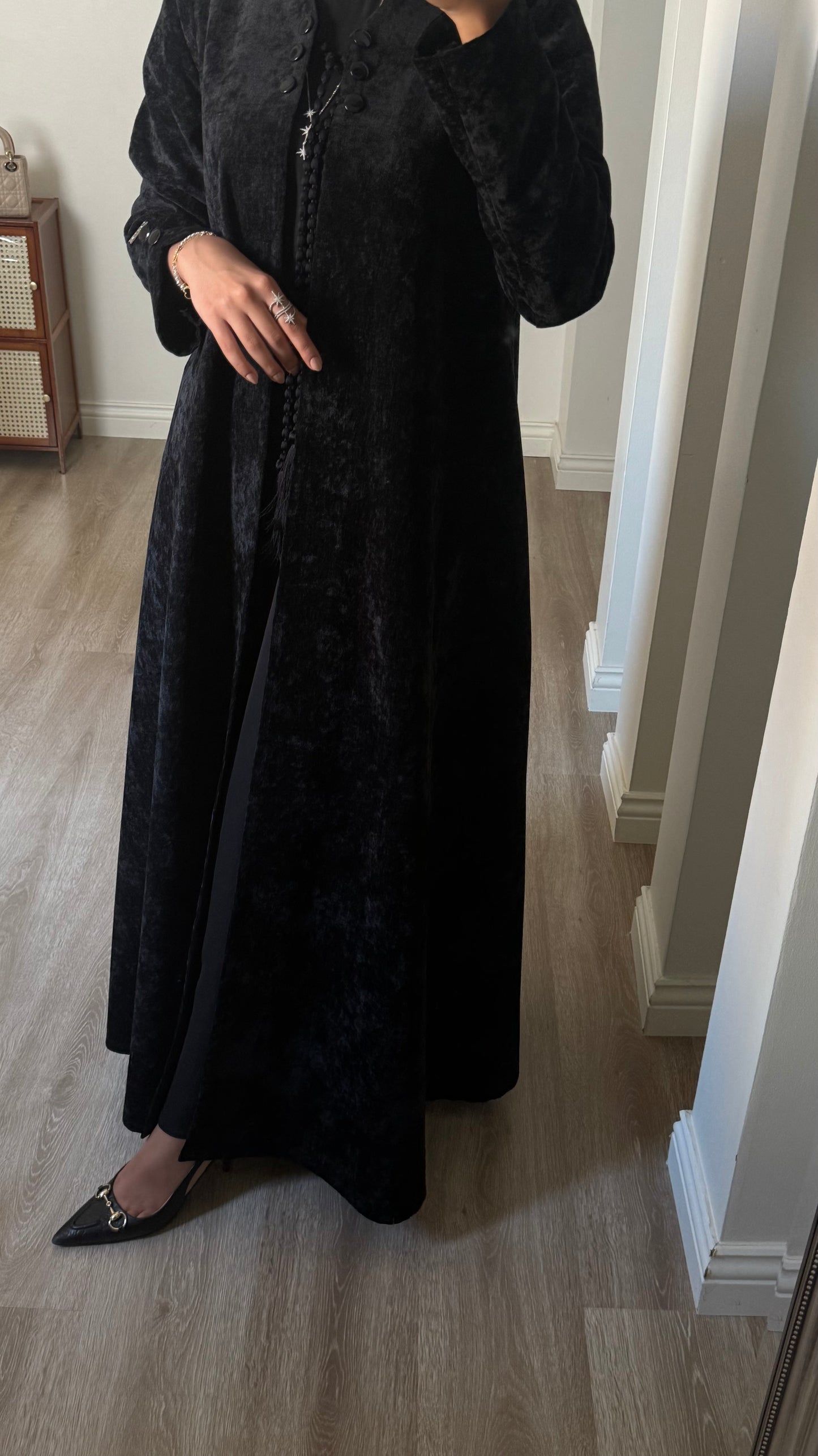 Velvet black abaya