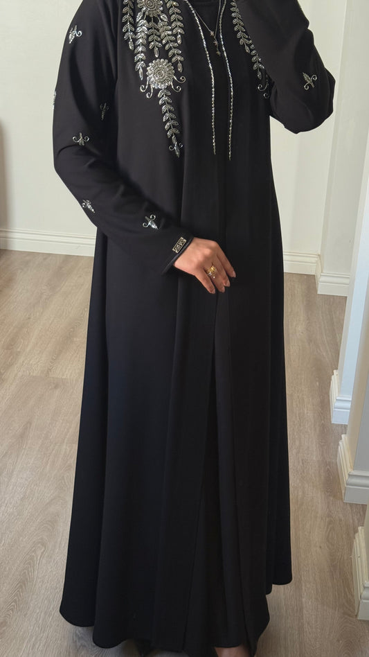 Light green bloom abaya (fawri)