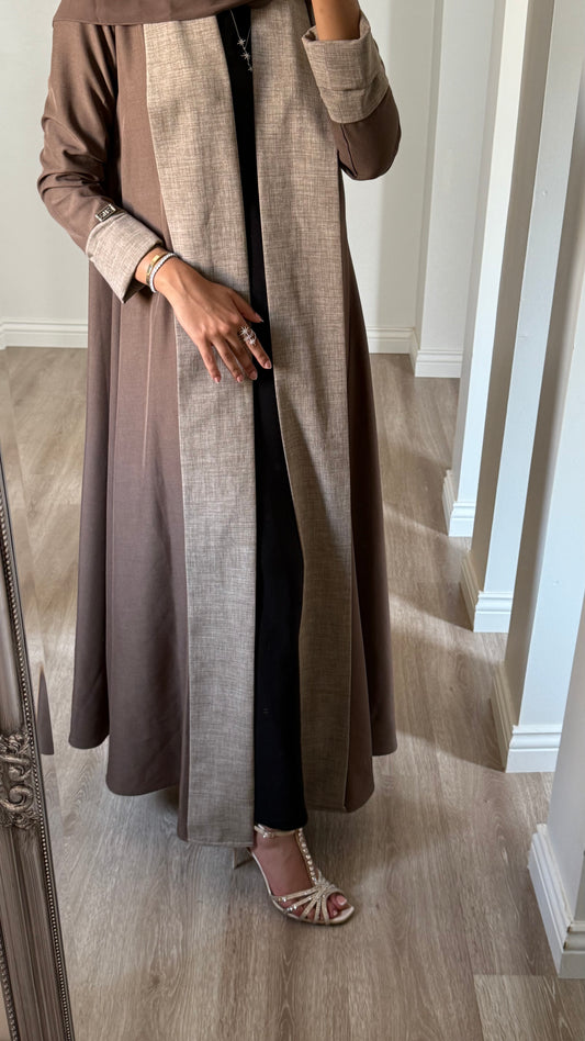 Elegant Linen Panel Abaya