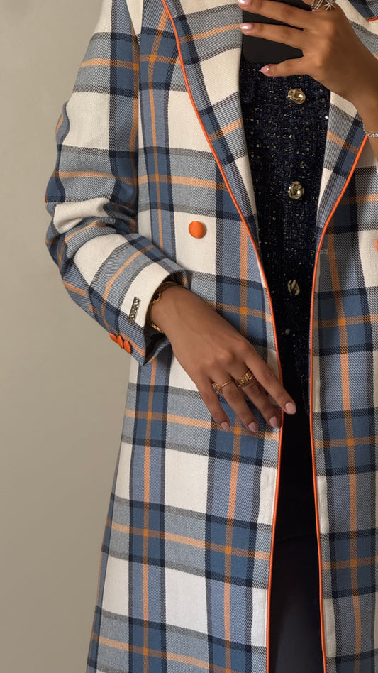 Heritage Check Coat - Ivory Slate Check