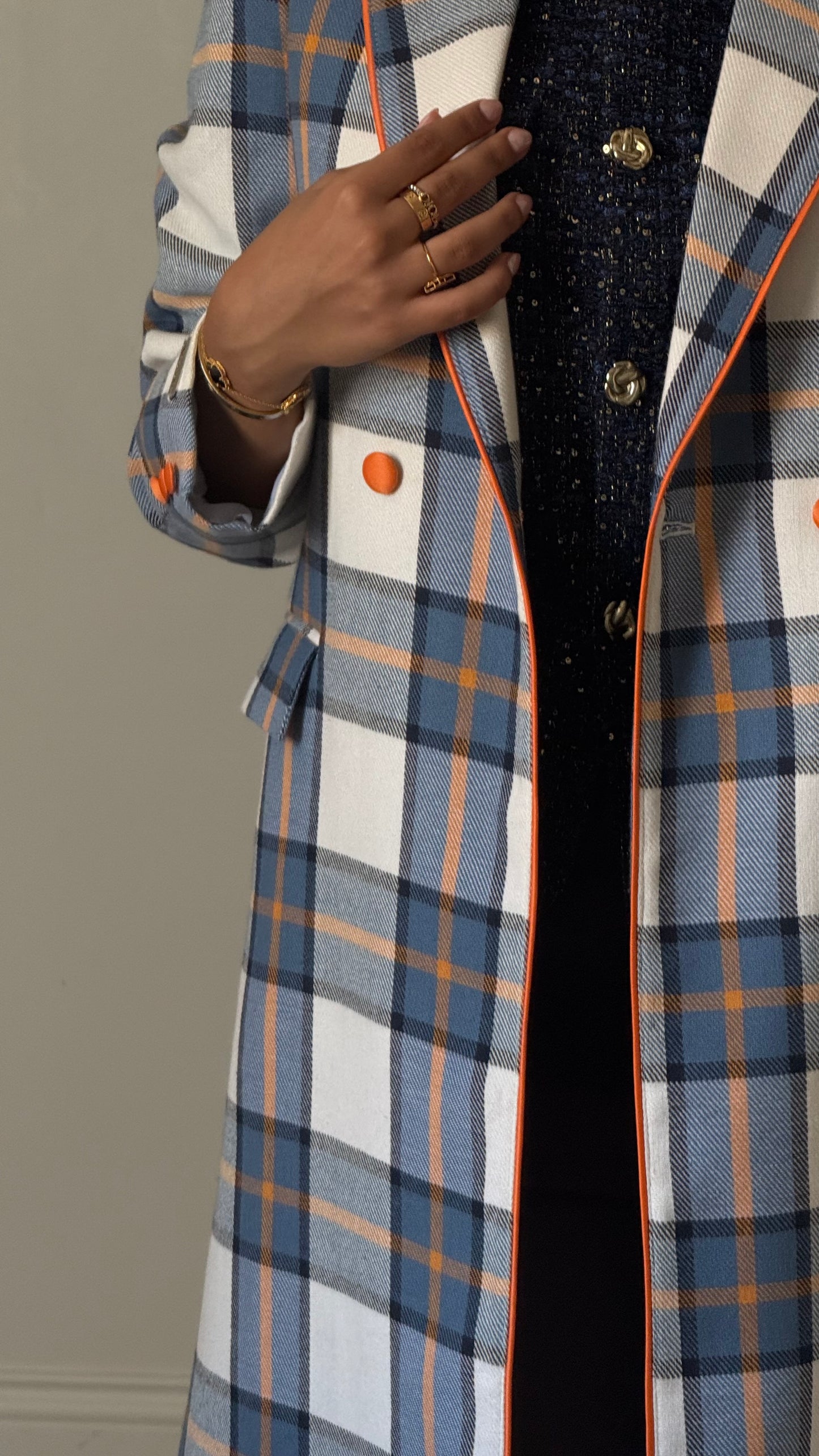 Heritage Check Coat - Ivory Slate Check