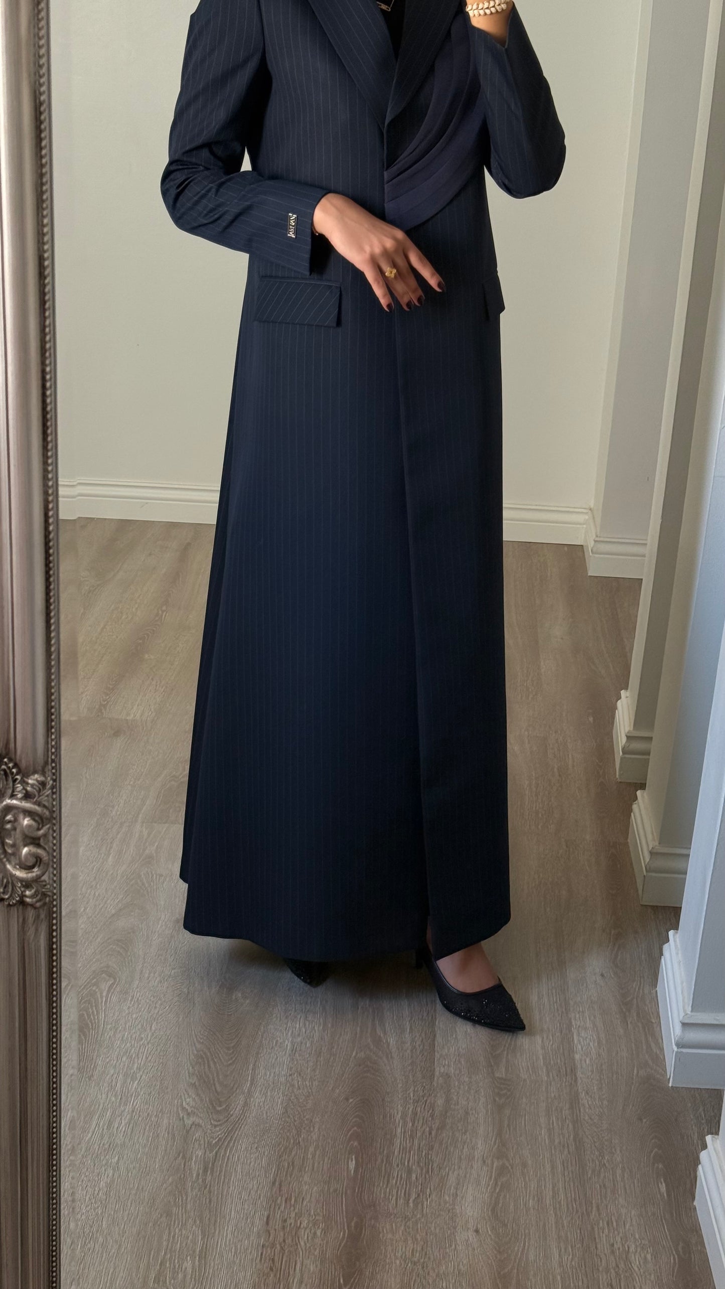 Pinstripe Elegance – Navy blue