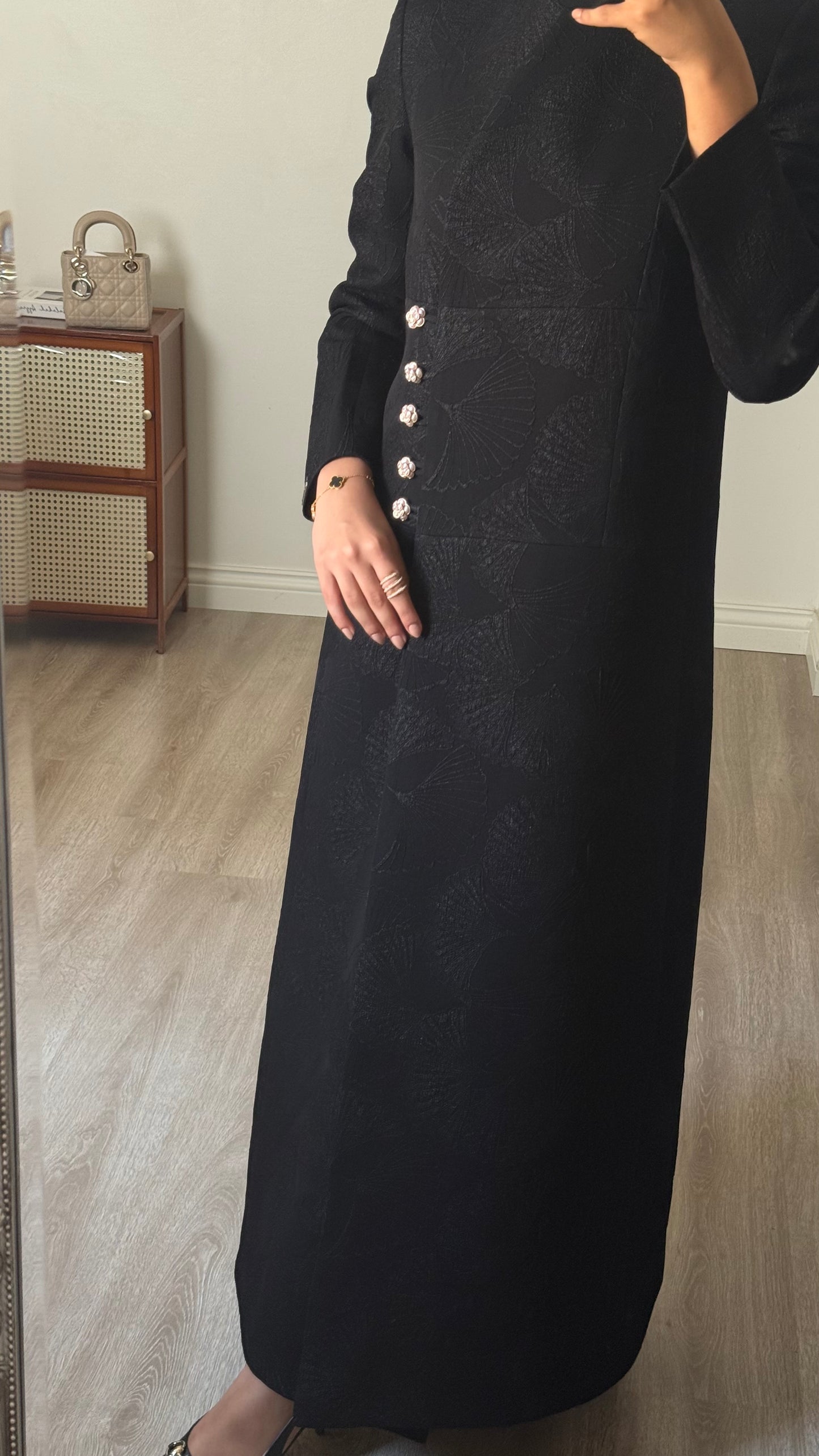 Black Bloom Button blazer