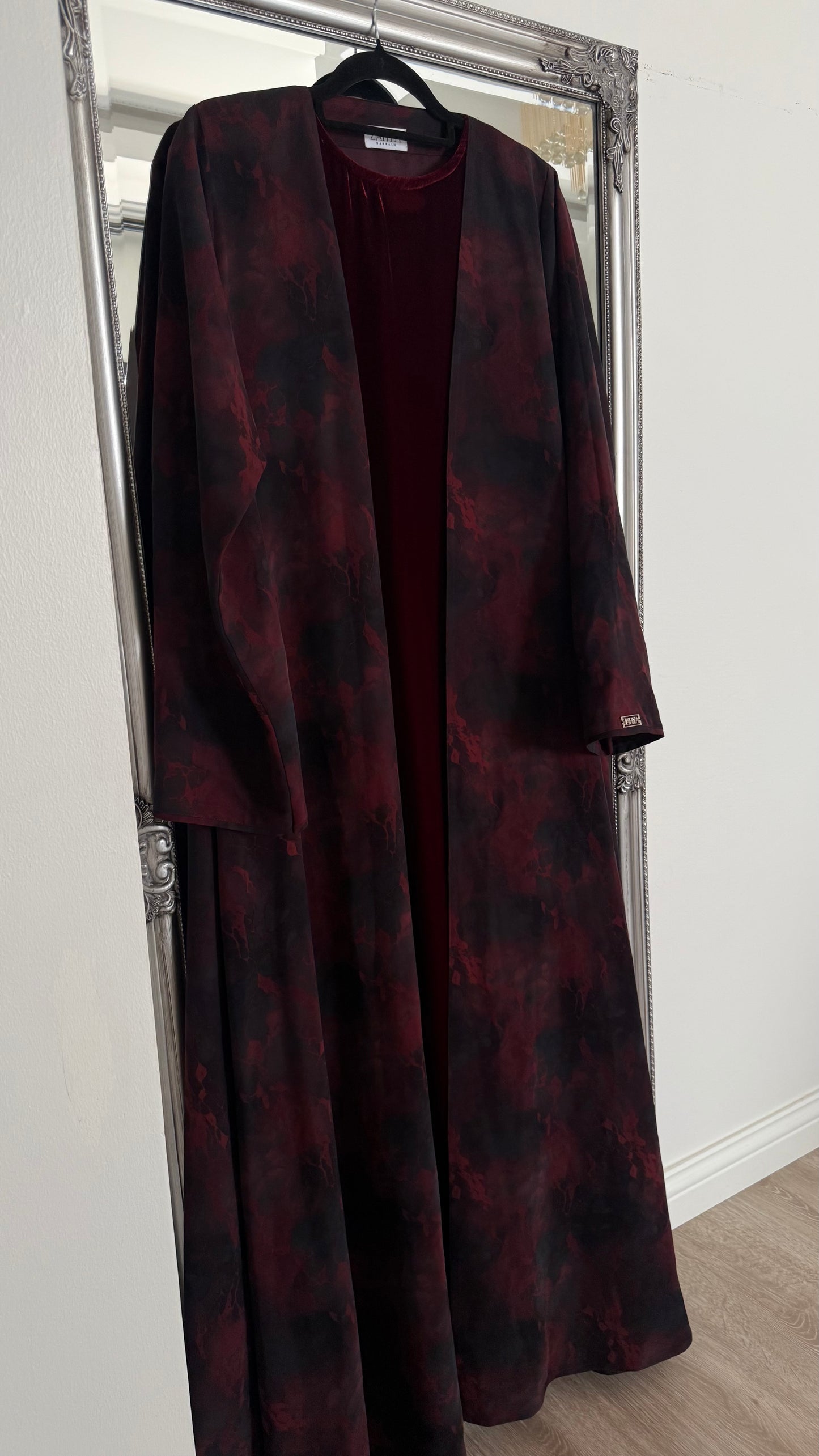 Burgundy Mist abaya + Dress
