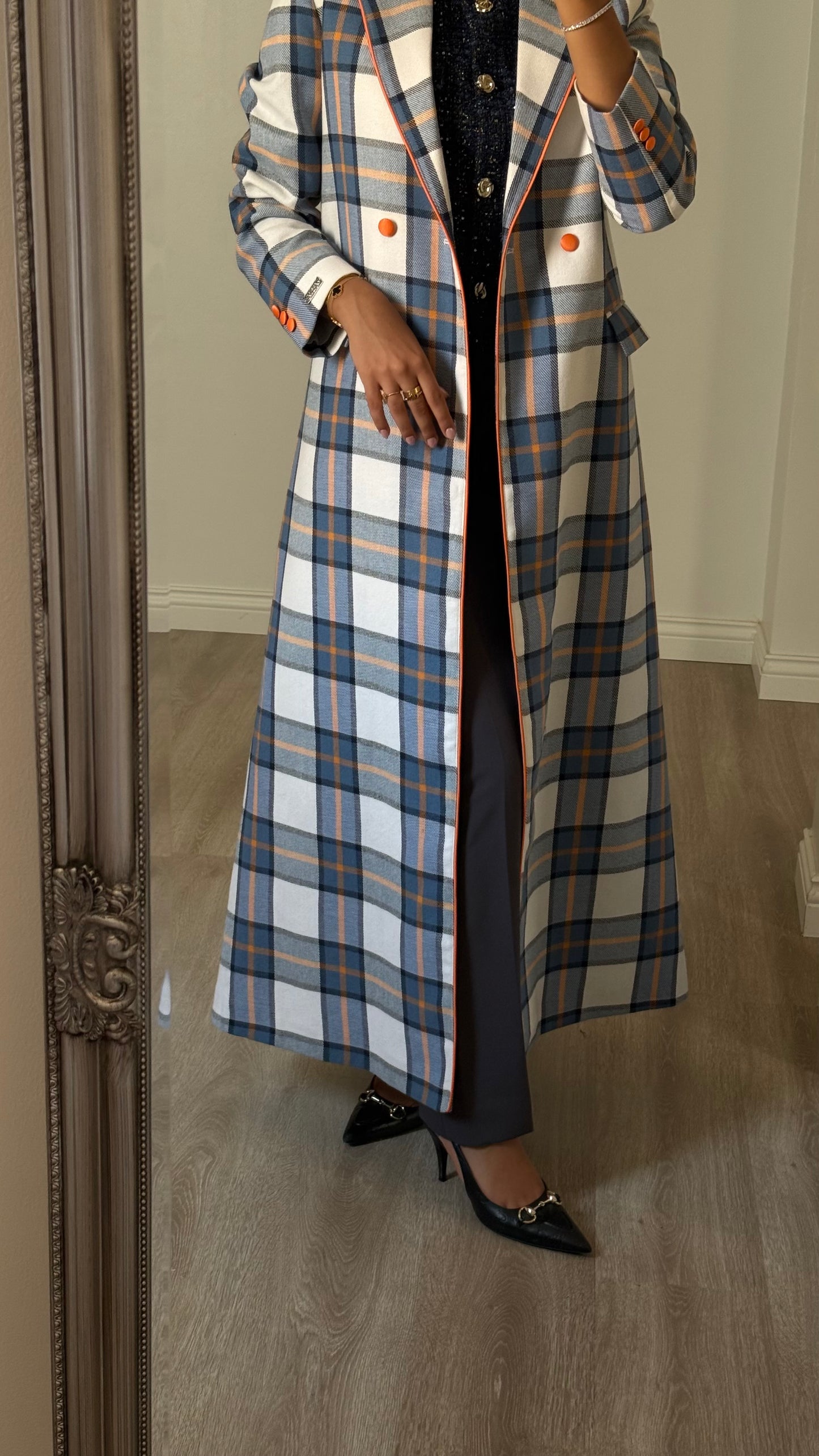 Heritage Check Coat - Ivory Slate Check