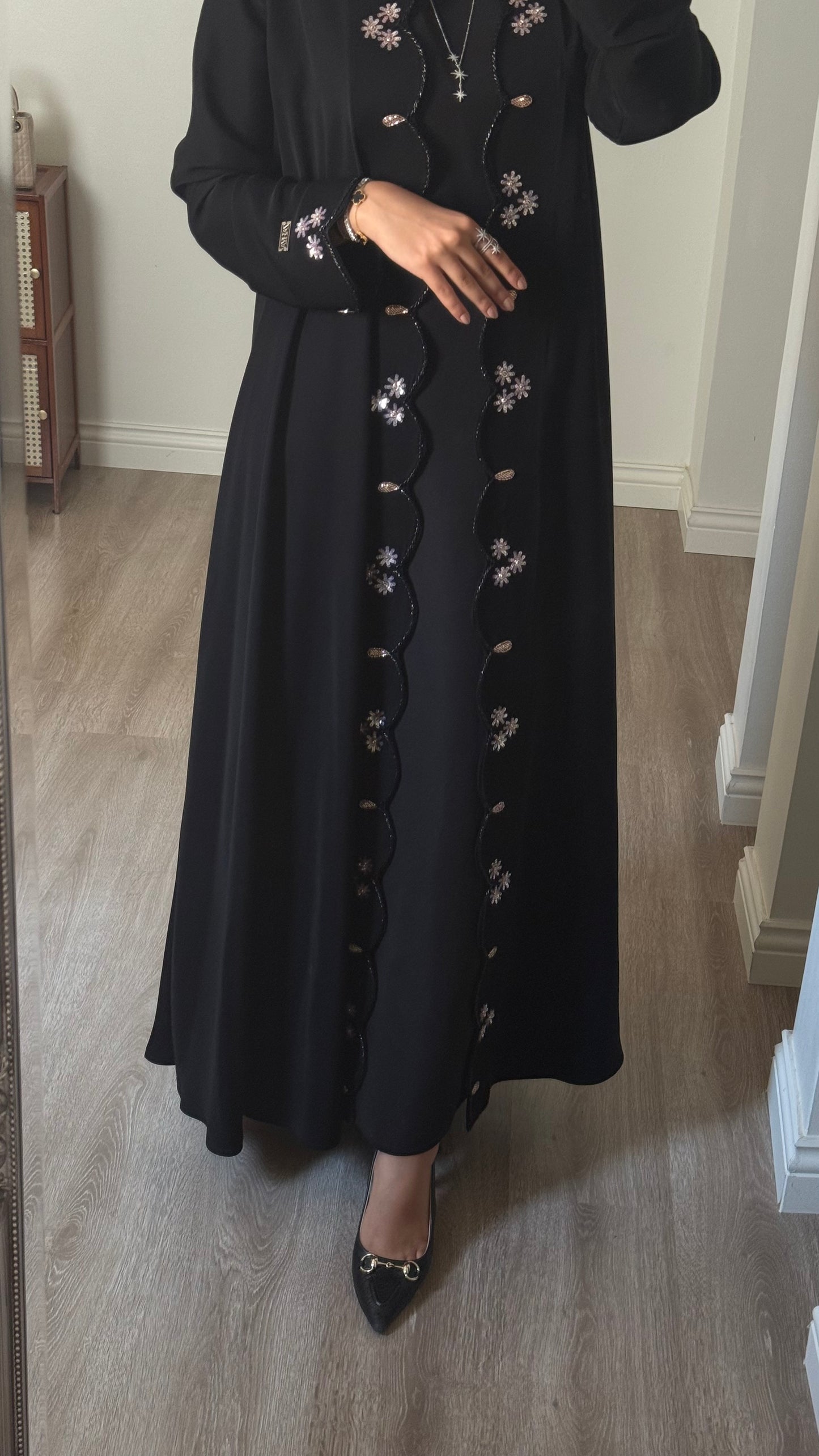 Midnight bloom abaya