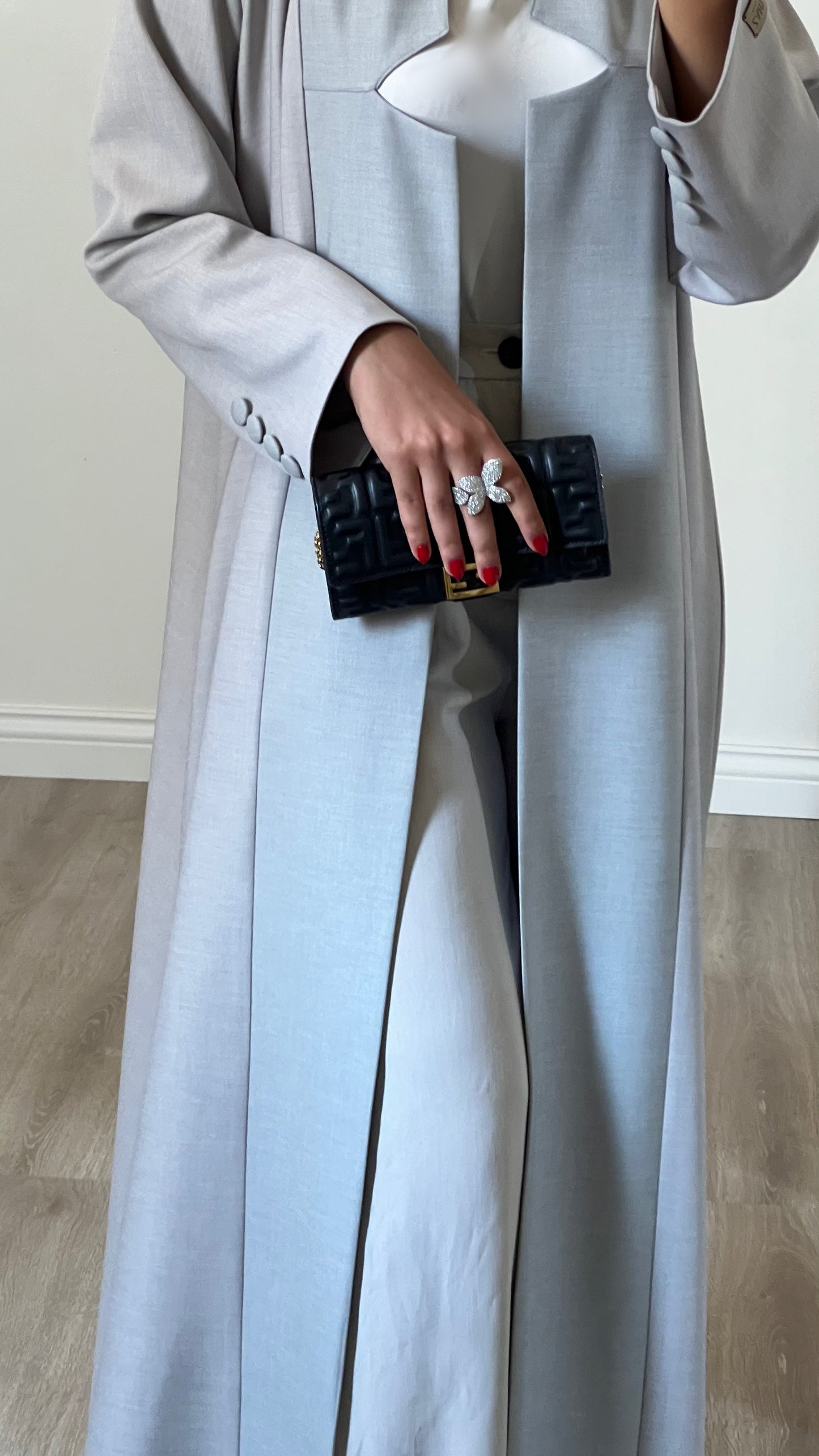 Grey & blue abaya