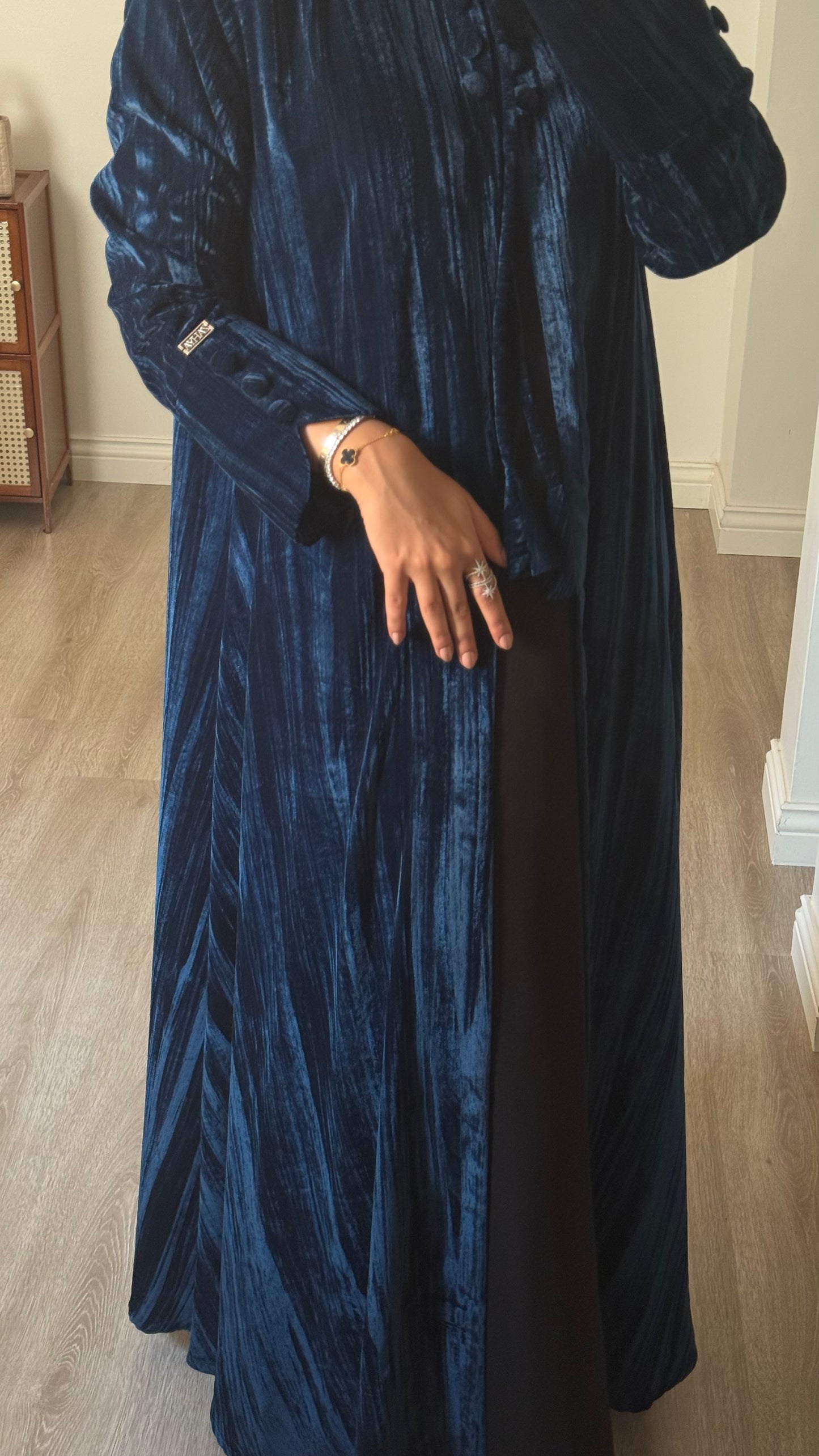 Blue velvet abaya