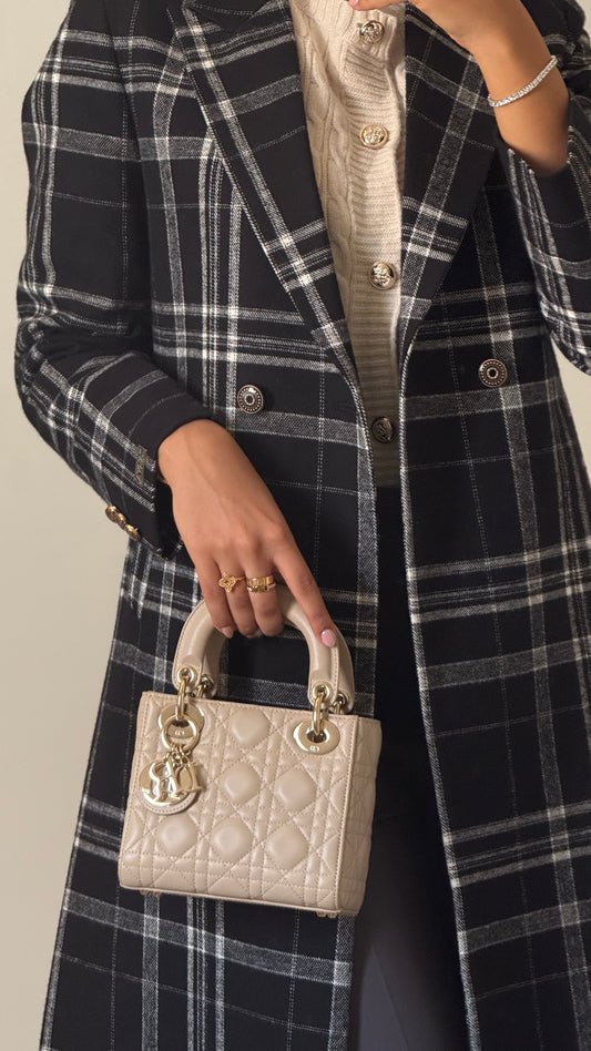 Heritage Check Coat - Black