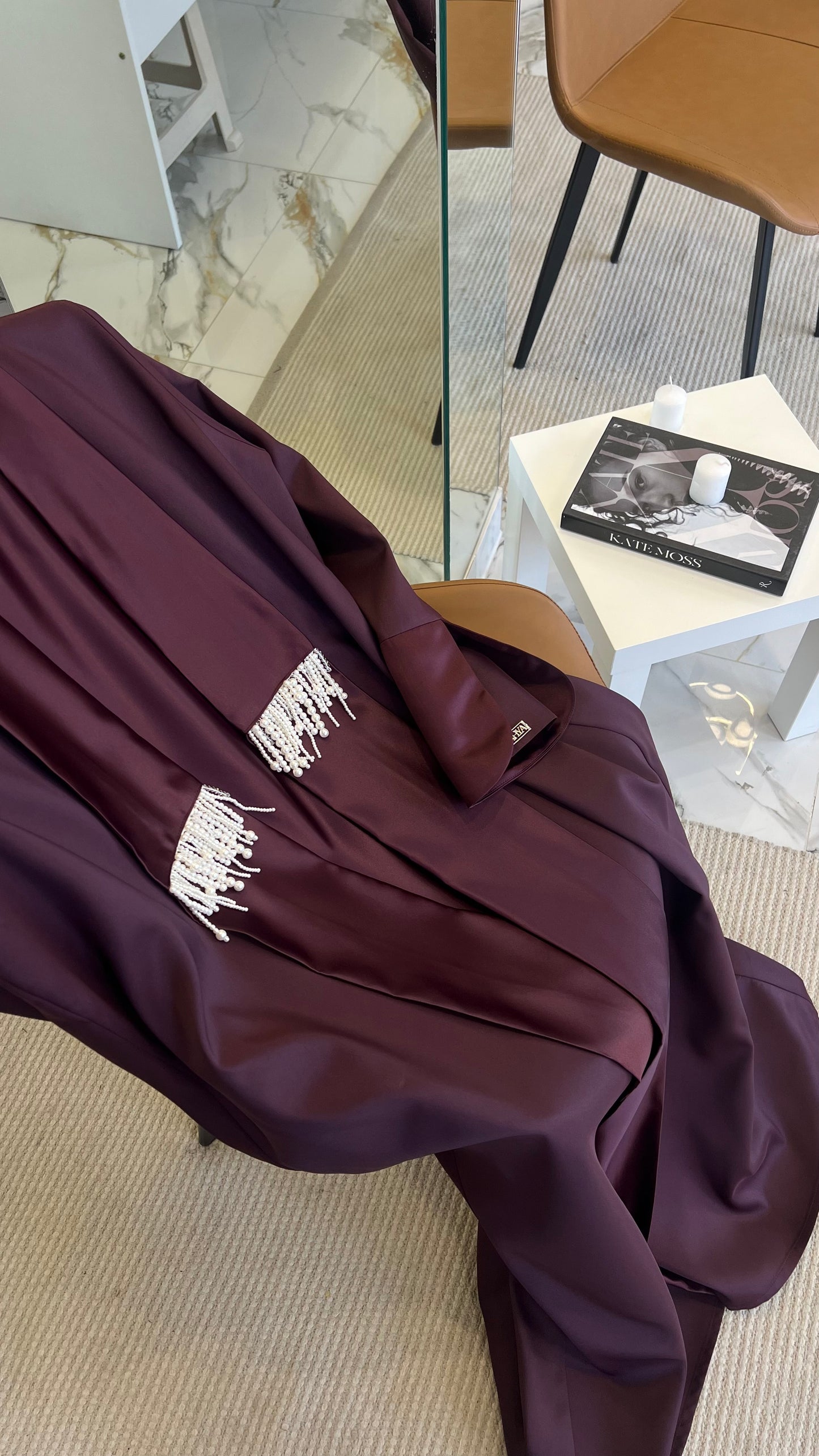 Burgundy Pearl abaya