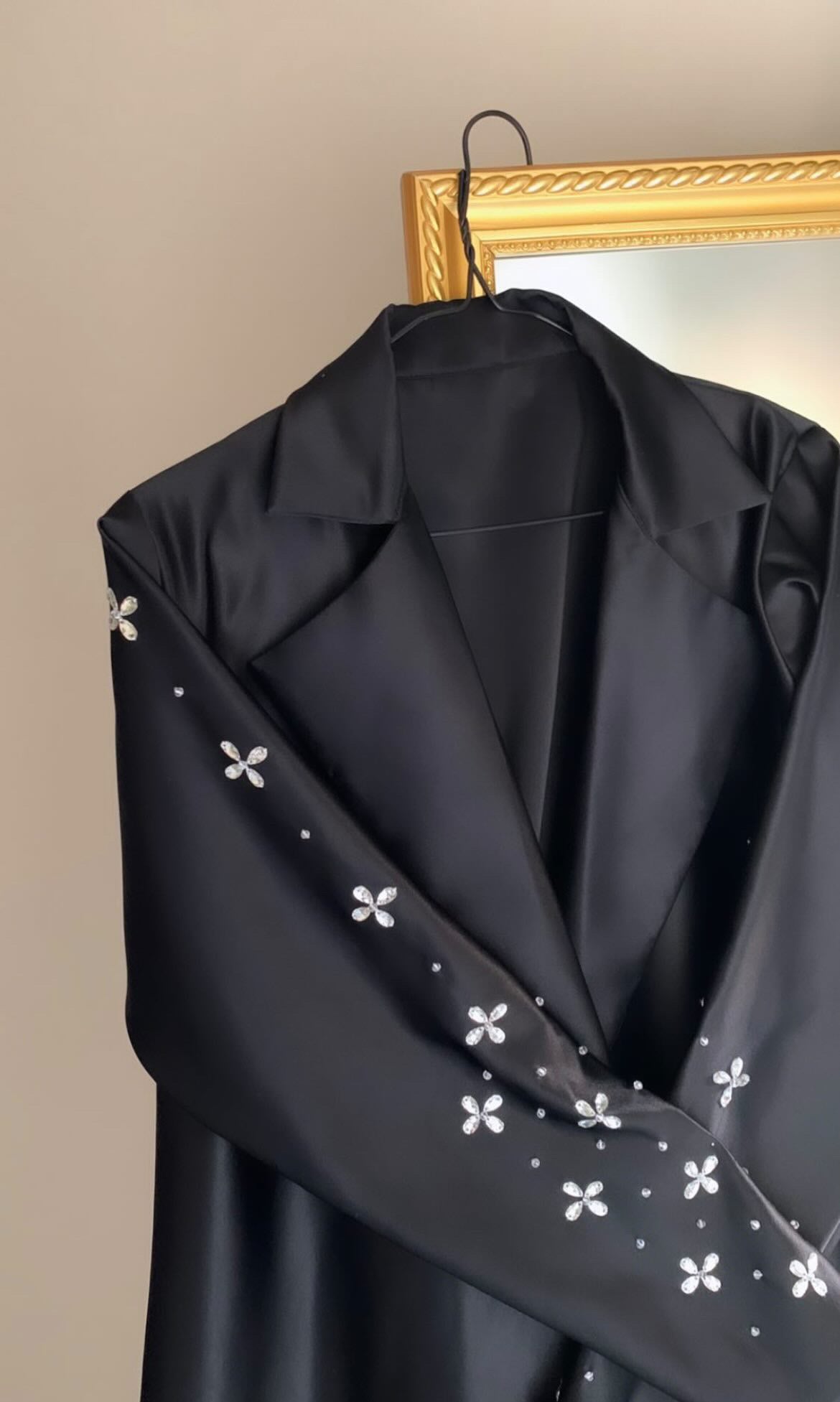 Crystals black tefta abaya