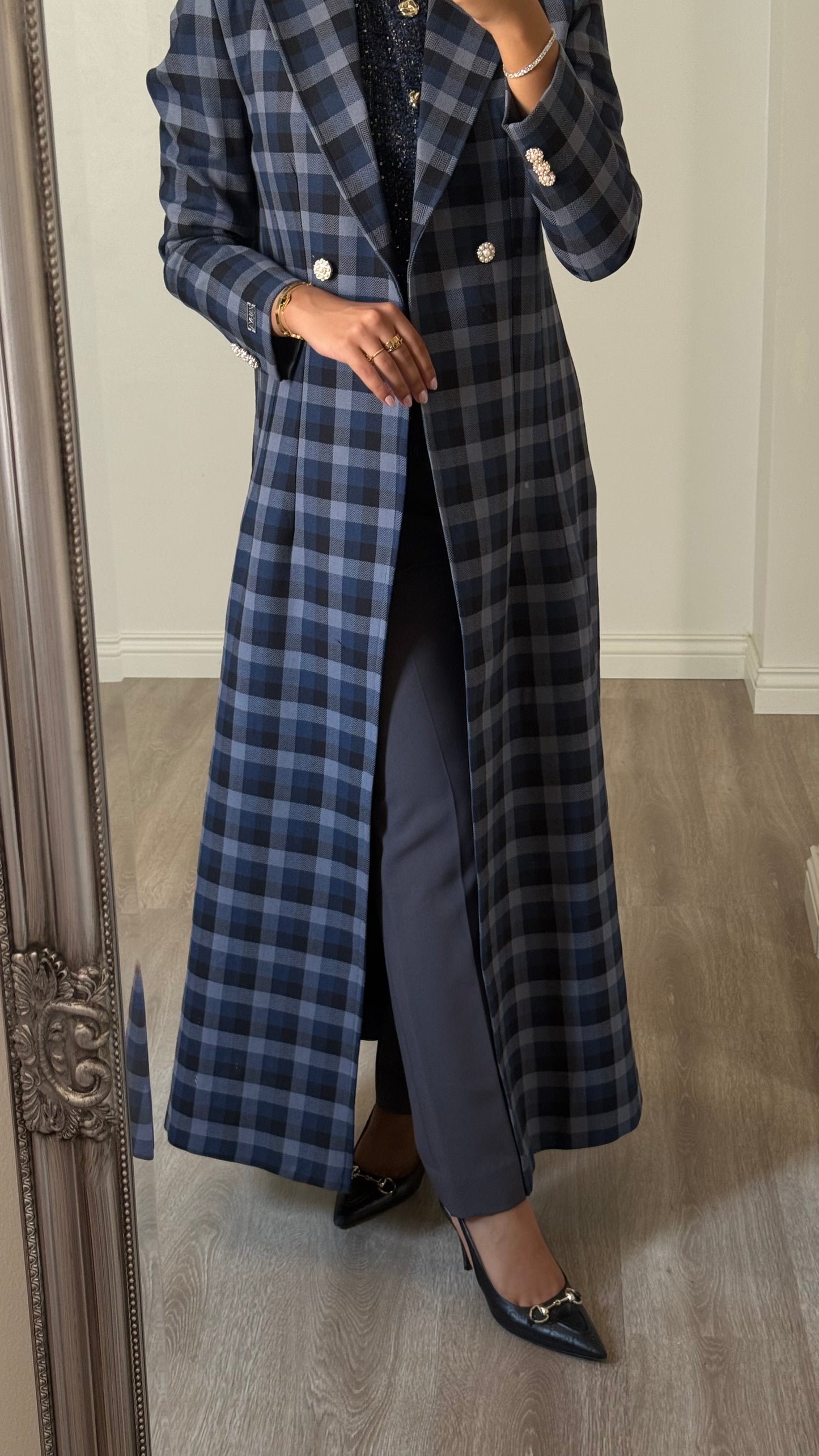 Heritage Check Coat - Blue