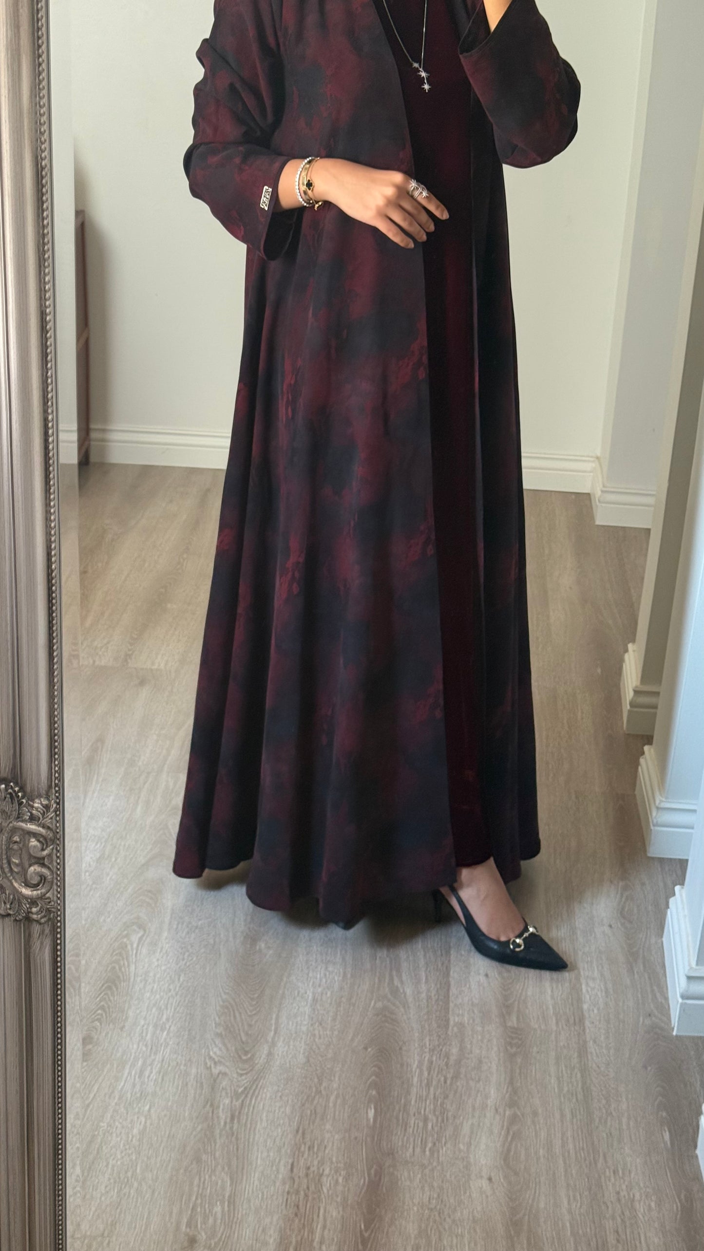 Burgundy Mist abaya + Dress