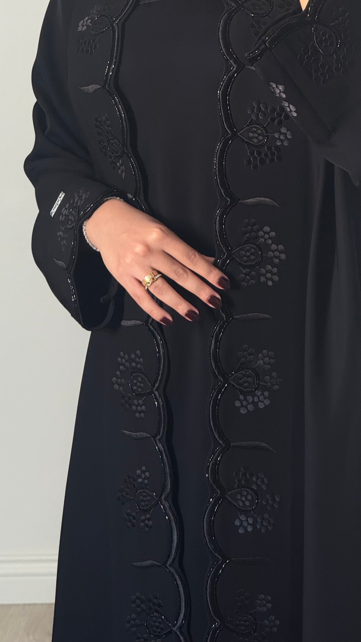Midnight bloom abaya - Black