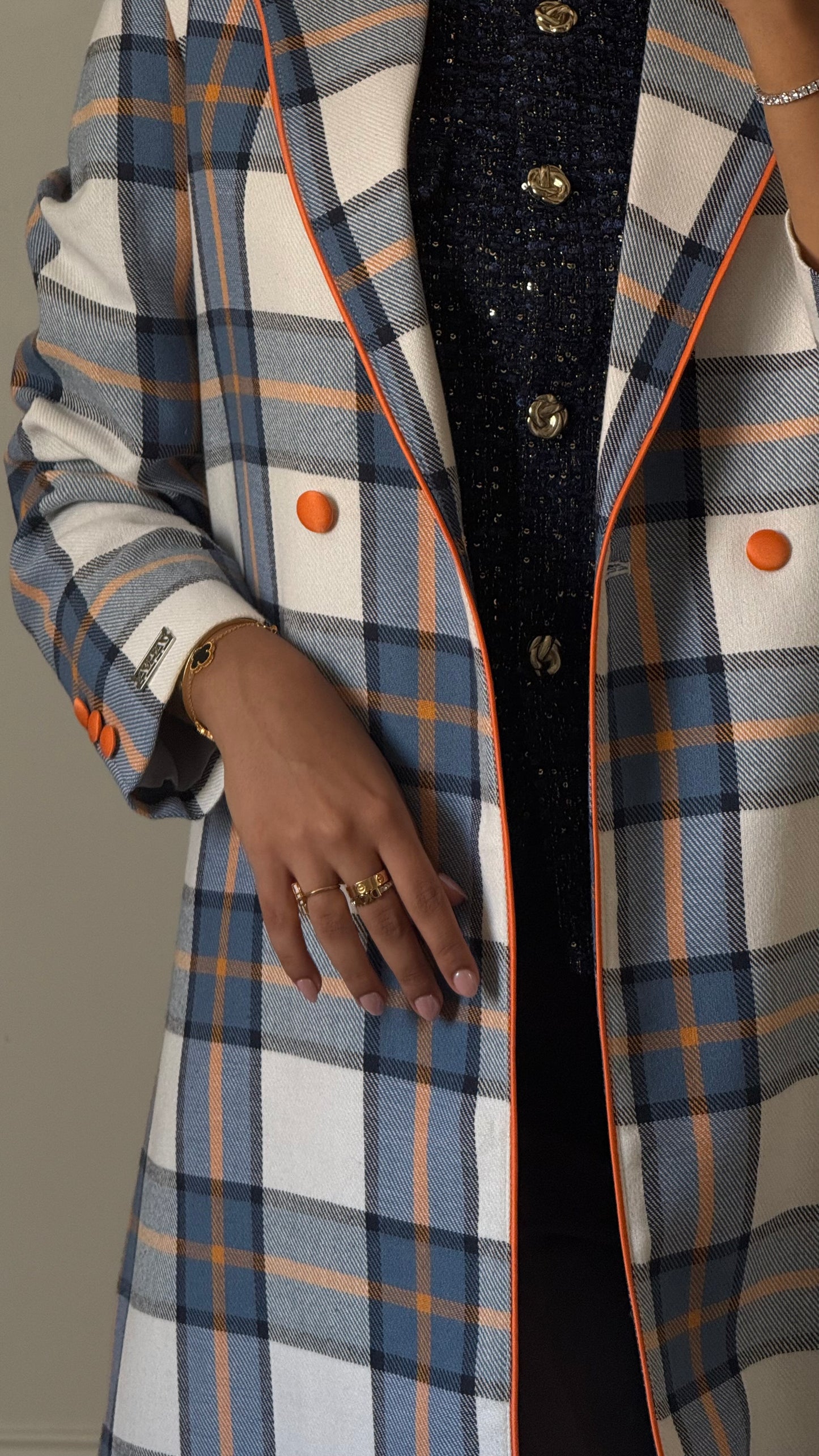 Heritage Check Coat - Ivory Slate Check