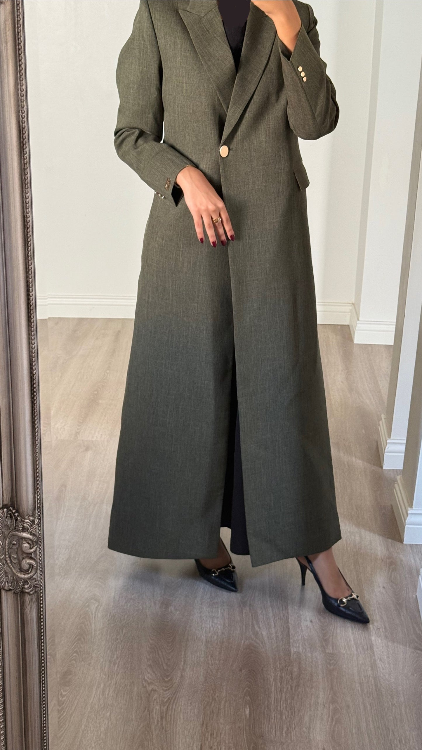 Olive green linen blazer