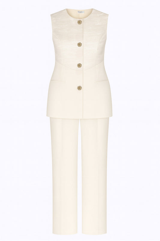 Cream Sheen vest and pant