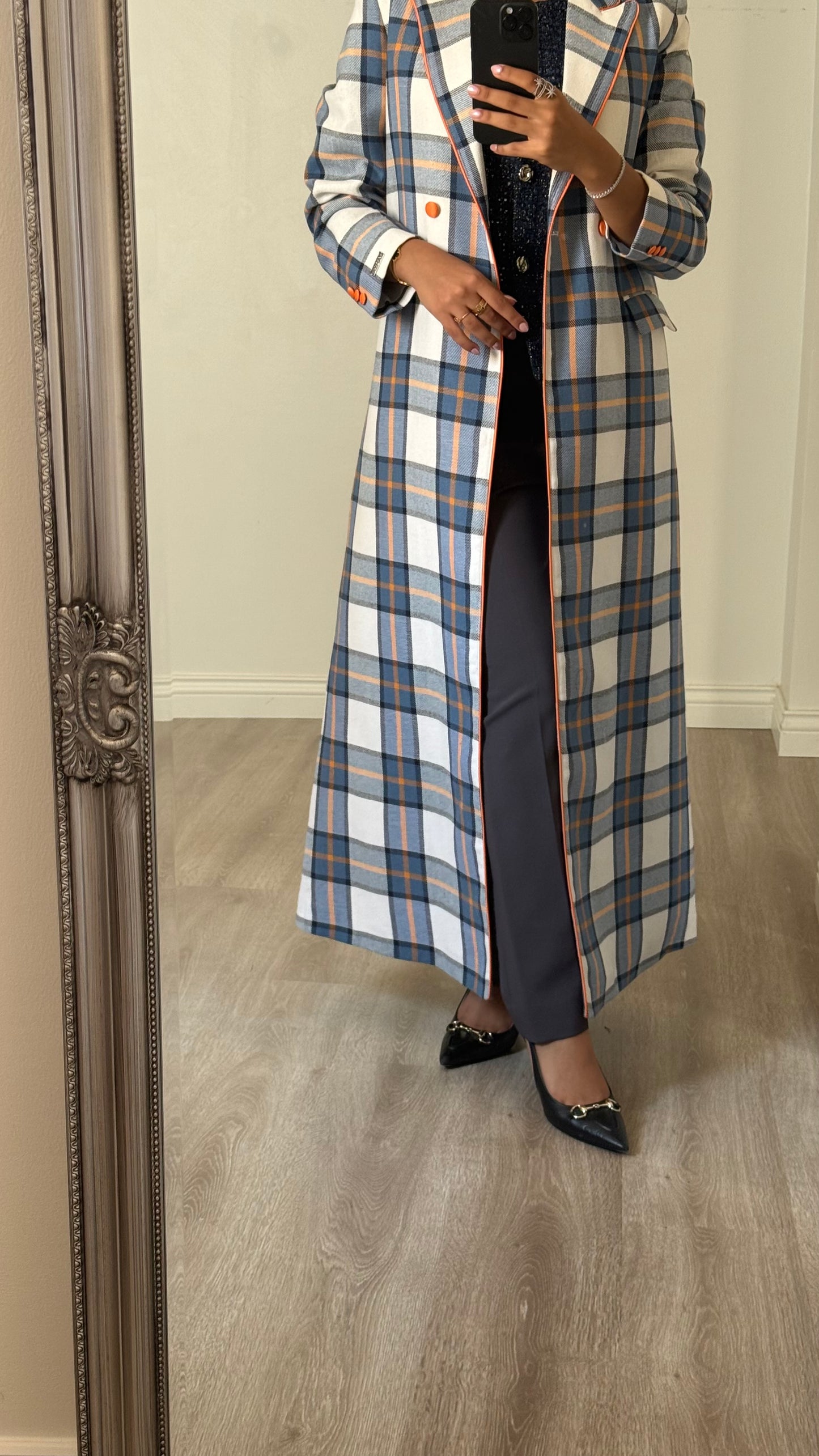 Heritage Check Coat - Ivory Slate Check