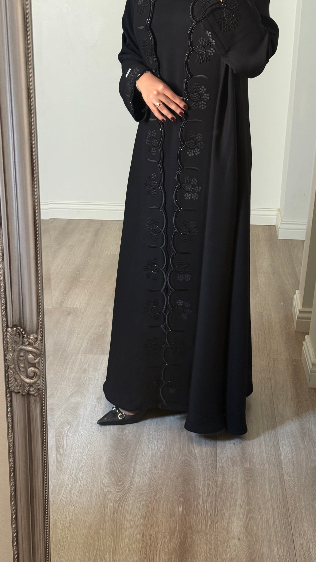 Midnight bloom abaya - Black