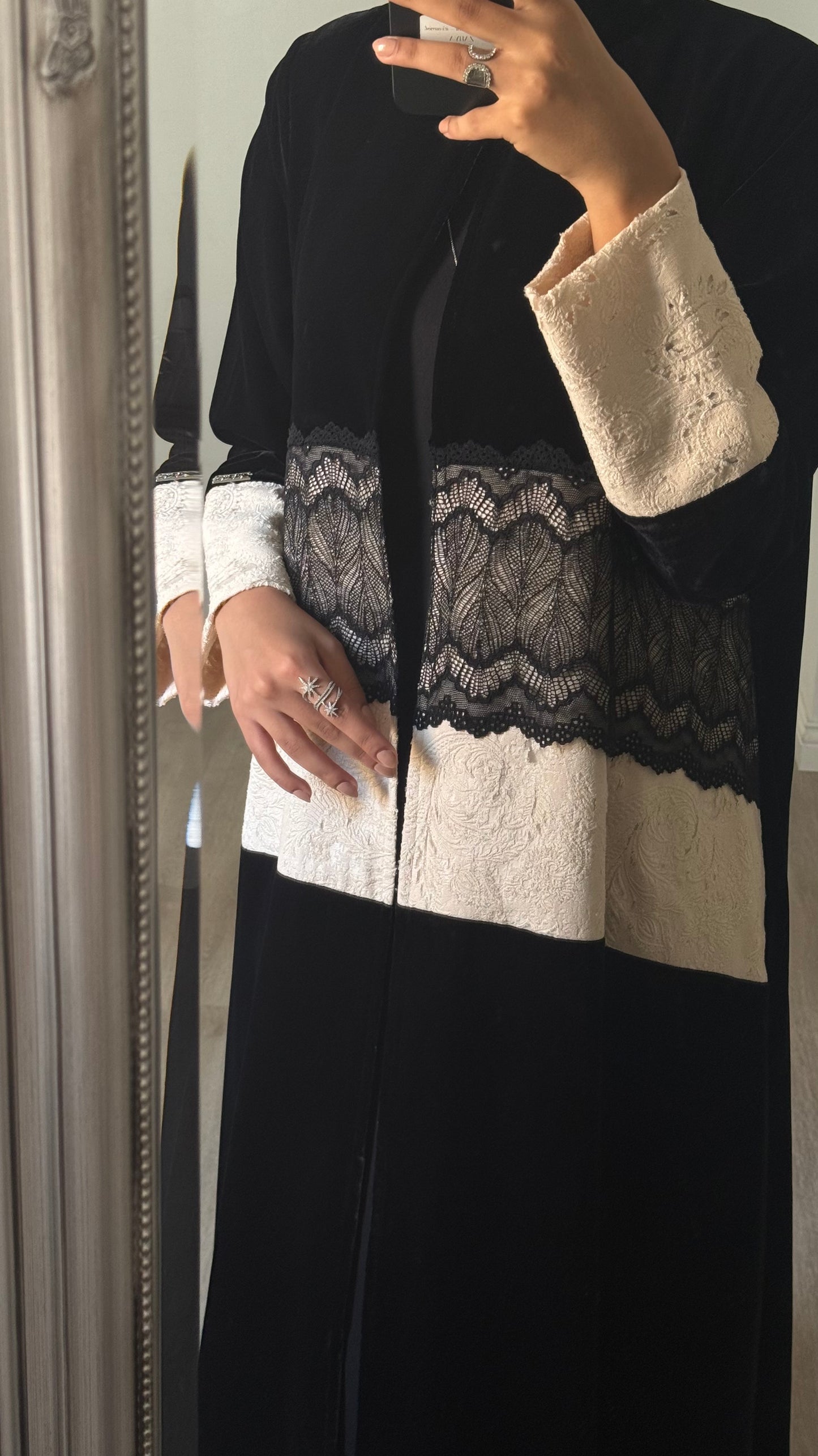 Lace velvet abaya