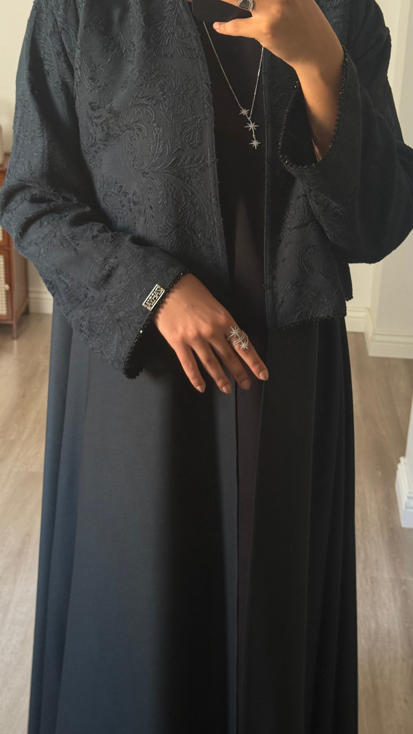 Turquoise textured abaya