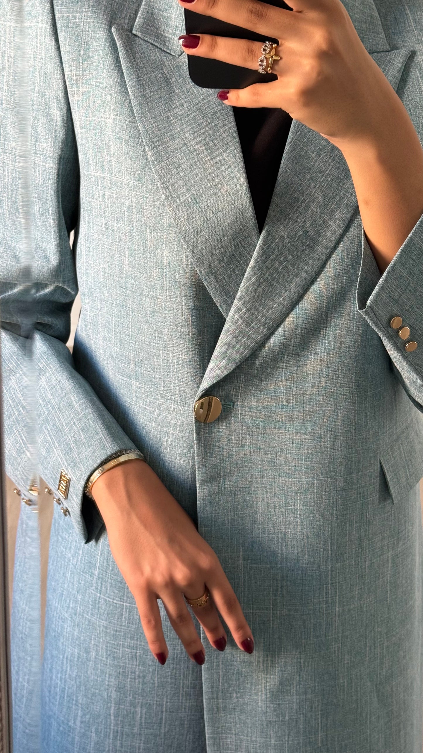 blue linen blazer
