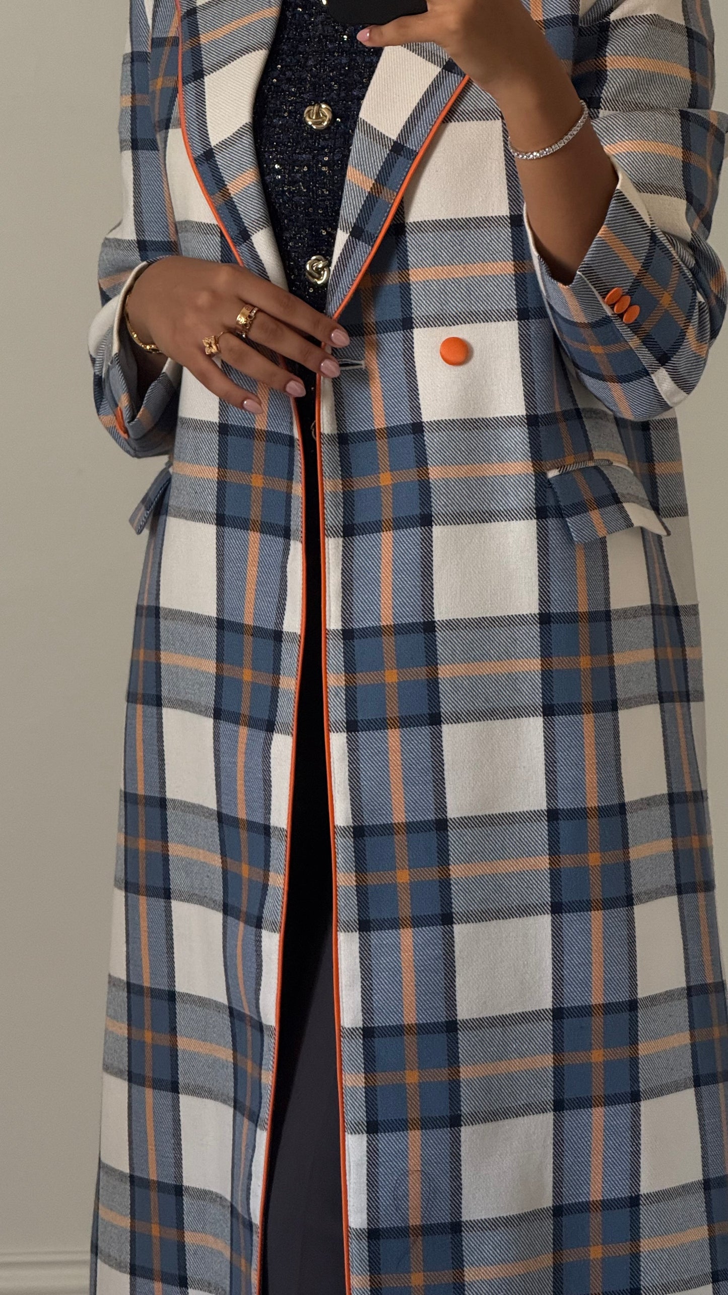 Heritage Check Coat - Ivory Slate Check
