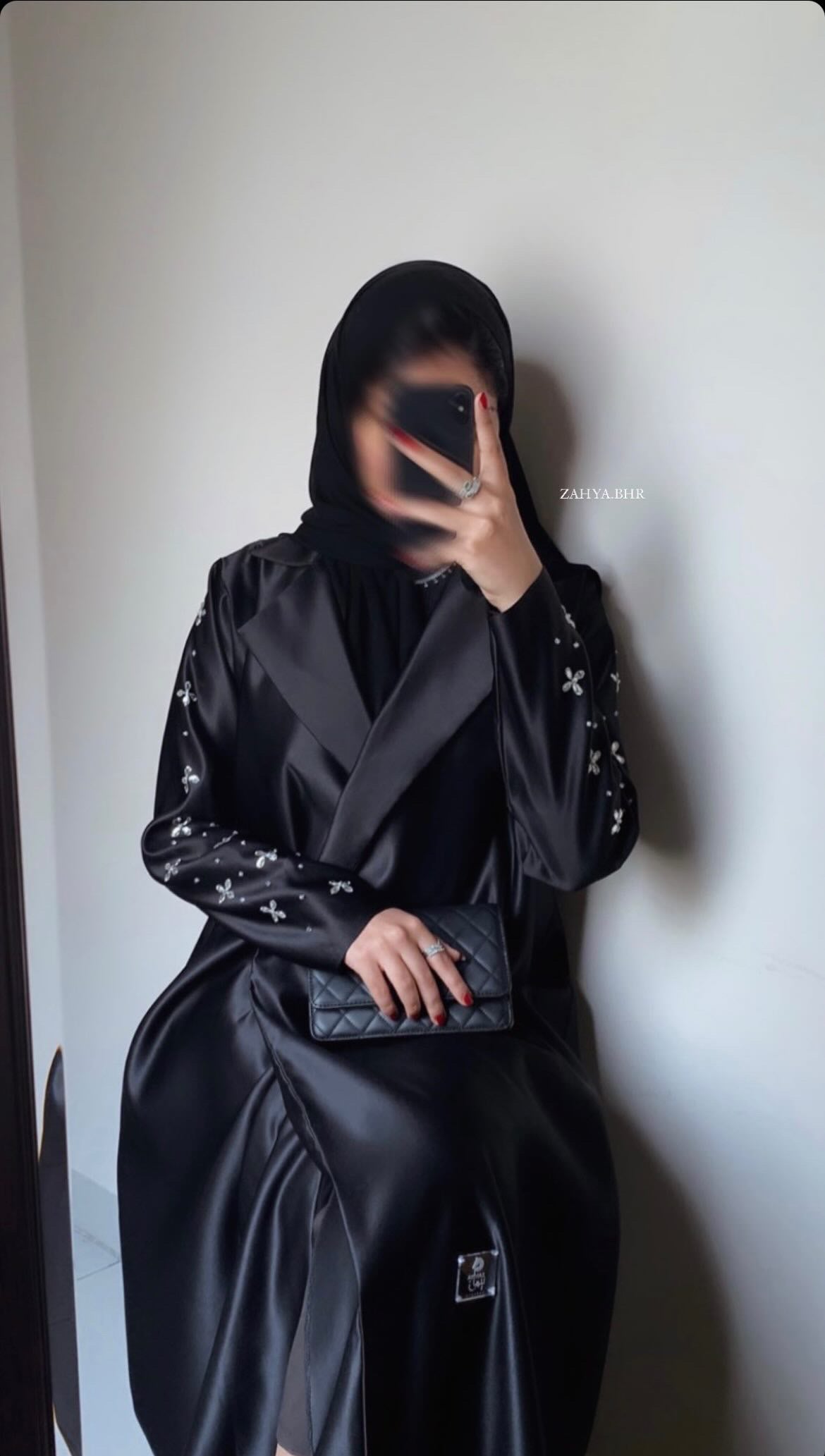 Crystals black tefta abaya